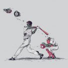 "Home Run" Funny Zombie Baseball Game Batter Hits Catcher - Vinyl Sticker