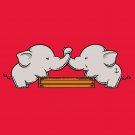 "Trunk Wrestling" Funny Cute Elephants Playing Arm Wrestle - Vinyl Sticker
