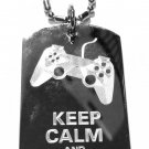 Military Dog Tag Metal Chain Necklace - Keep Calm and Game On Video Controller