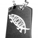 Military Dog Tag Metal Chain Necklace - Evolve Darwin Evolution Fish Novelty