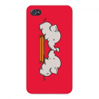 "Trunk Wrestling" Cute Elephants Playing - FITS iPhone 5 5s Plastic Snap On Case
