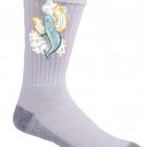 Flying Whale Mythical Narwhal w/ Wings in Clouds - Crew Socks Pair