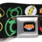 DC Comics The Justice League Seatbelt Belt - Justice League Superhero Logos Blac