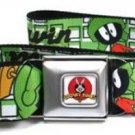 Looney Toons Seatbelt Belt - MARVIN THE MARTIAN w/ Poses White/Green