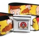 Looney Toons Seatbelt Belt - Elmer Fudd Expressions Yellow