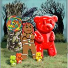Gingerbread Girl w/ Gummy Bears, Crow, & Lollipop Artwork - Vinyl Print Poster