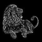 "Majestic Lion" Big Cat Jungle King Black & White Artwork - Vinyl Print Poster