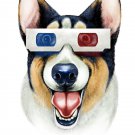 "Corgi 3D" Funny Puppy Dog Wearing Movie Glasses - Vinyl Print Poster