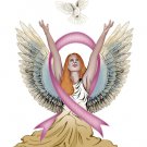 Angel & Dove Breast Cancer Awareness Ribbon - Vinyl Print Poster