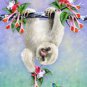 Cute Baby Sloth Hanging From Tree - Vinyl Print Poster