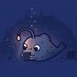 "Reading Light" Deep Sea Angler Fish w/ Light Lure & Book - Vinyl Print Poster