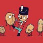 "Nut Cracker" Red Soldier Doll Kicking Walnuts & Peanuts - Vinyl Print Poster