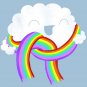 "Mr. Cloud's New Scarf" Funny Weather Cloud w/ Rainbow - Vinyl Print Poster