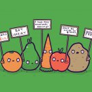 "Protesting Vegans" Vegetables w/ Signs Protesting Against - Vinyl Print Poster