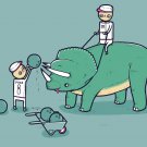 "How Bowling Balls Get Holes" Dinosaur Triceratops Horns - Vinyl Print Poster