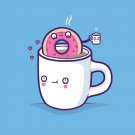"Coffee With Friends" Mug & Donut Drink Brew Together Humor - Vinyl Print Poster