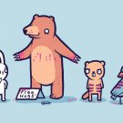 "Bear Hugs" Blood Covered Bear Offering Free Animal Hugs - Vinyl Print Poster