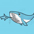 "Barnacle Beard" Funny Humpback Whale & Sword Fish Barber - Vinyl Print Poster