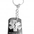 Medical Emergency Penicillin Allergy Logo - Metal Ring Key Chain Keychain