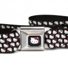 Hello Kitty Seatbelt Belt - Mini Hello Kitty Flip Faces Black.