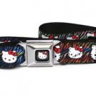 Hello Kitty Seatbelt Belt - Hello Kitty Faces Zebra Black Multi Color