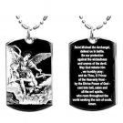 Military Dog Tag Metal Chain Necklace - Arch Angel Michael Prayer Double Sided
