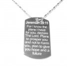 Military Dog Tag Metal Chain Necklace - Bible Verse Jeremiah 29:11 Future Plans