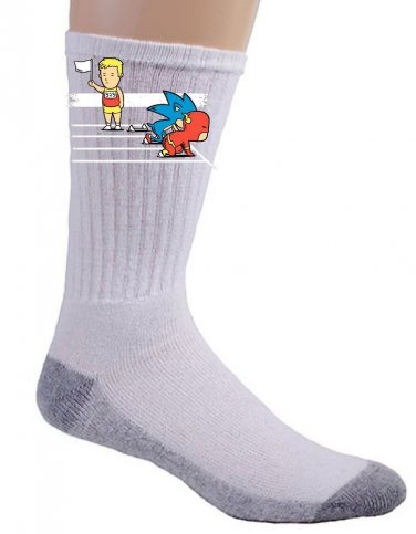 "Surrender" Super Hero Comic & Video Game Parody Track Race - Crew Socks Pair