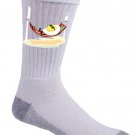 "Good Morning" Egg Sunny Side Up Relaxing on Bacon Hammock - Crew Socks Pair