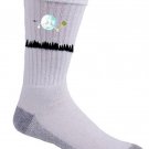 "Disturbing Fly" Moon Flyswatter & Jet Airplane w/ Night Stars - Crew Socks Pair