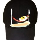 "Good Morning" Egg Sunny Side Up Relax Bacon Hammock - Black Adjustable Cap Hat