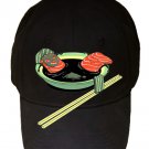 "Salmon Spa" Cartoon Fish Filets Bathing in Soup - Black Adjustable Cap Hat