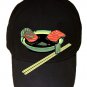 "Salmon Spa" Cartoon Fish Filets Bathing in Soup - Black Adjustable Cap Hat