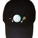 "Disturbing Fly" Moon Flyswatter & Jet Airplane - Black Adjustable Cap Hat