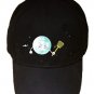 "Disturbing Fly" Moon Flyswatter & Jet Airplane - Black Adjustable Cap Hat