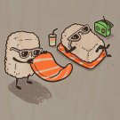 "Summer Sushi" Sunbathing on Beach Vacation - Plywood Wood Print Poster Wall Art
