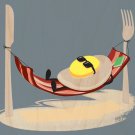 "Good Morning" Egg Sunny Side Up on Bacon - Plywood Wood Print Poster Wall Art