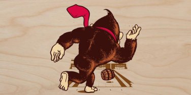 "Training Field" Gorilla Barrel Game Parody - Plywood Wood Print Poster Wall Art