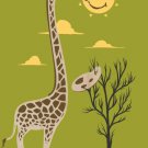 "Painting Smiley" Giraffe Artist & Sun Art - Plywood Wood Print Poster Wall Art