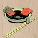 "Salmon Spa" Fish Filets Bathing in Soup - Plywood Wood Print Poster Wall Art