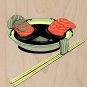 "Salmon Spa" Fish Filets Bathing in Soup - Plywood Wood Print Poster Wall Art