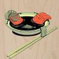 "Salmon Spa" Fish Filets Bathing in Soup - Plywood Wood Print Poster Wall Art