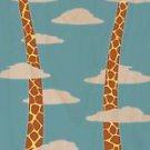 "Cloudy Day" Funny Giraffes Long Necks - Plywood Wood Print Poster Wall Art
