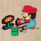 "Power Up" Video Game Plumber Parody Flower - Plywood Wood Print Poster Wall Art