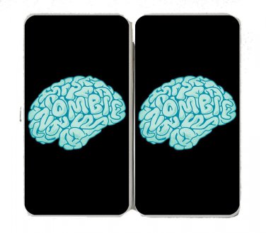 "Zombie Need Brain" Hungry for Brains Funny - Womens Taiga Hinge Wallet Clutch