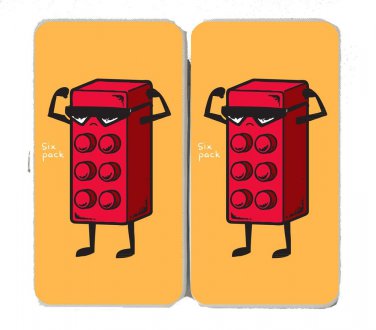 "Six Pack" Children's Toy Block Flexing Funny - Womens Taiga Hinge Wallet Clutch