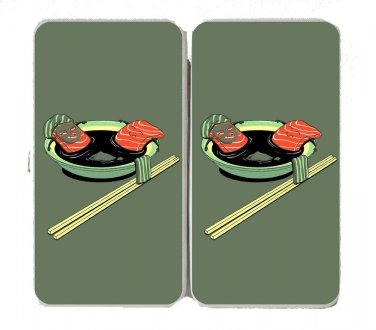"Salmon Spa" Cartoon Fish Filets Bathing Soup - Womens Taiga Hinge Wallet Clutch