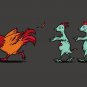 "Zombie Attack" Rooster Chased Infected Chickens - Rectangle Refrigerator Magnet
