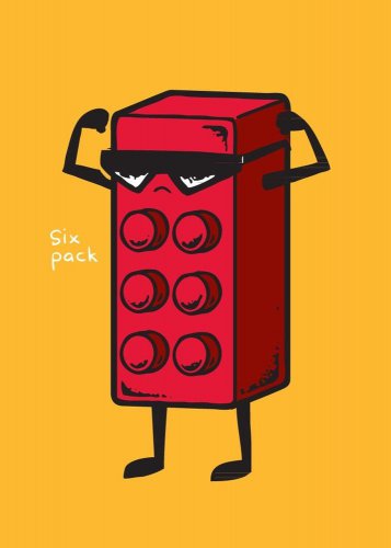 "Six Pack" Children's Toy Block Flexing Muscles - Rectangle Refrigerator Magnet