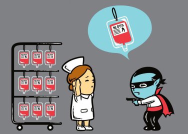 "Robbery" Vampire Stealing Blood Bank Funny - Rectangle Refrigerator Magnet